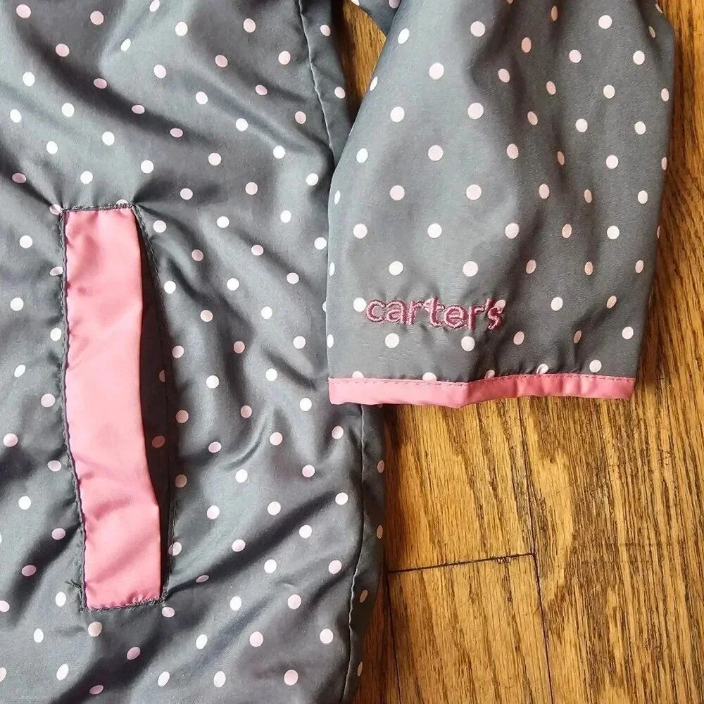 Carter's light, Grey with polka dots hooded coat girls size 5-6